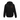 Black hoodie with a red logo on a black background