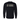 Black long-sleeve shirt with white text on a white background
