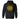 Black hoodie with yellow and red graphic design on a white background