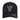 Black cap with white logo on a white background