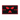 A rectangular black embroidered patch with a red border and a stylized red mask or face design in the center, shown on a plain white background.