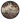 Round patch with a stylized face and text on a brown background