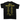Black t-shirt with yellow text listing a world tour and year on the back
