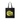 Black tote bag with yellow graphic design on a white background
