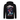 Black hoodie with graphic design and text on the back, on a white background